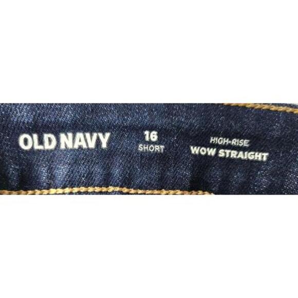 Old Navy Women's High-Rise Wow Straight Dark Blue Jeans Size 16 Short - Picture 2 of 8